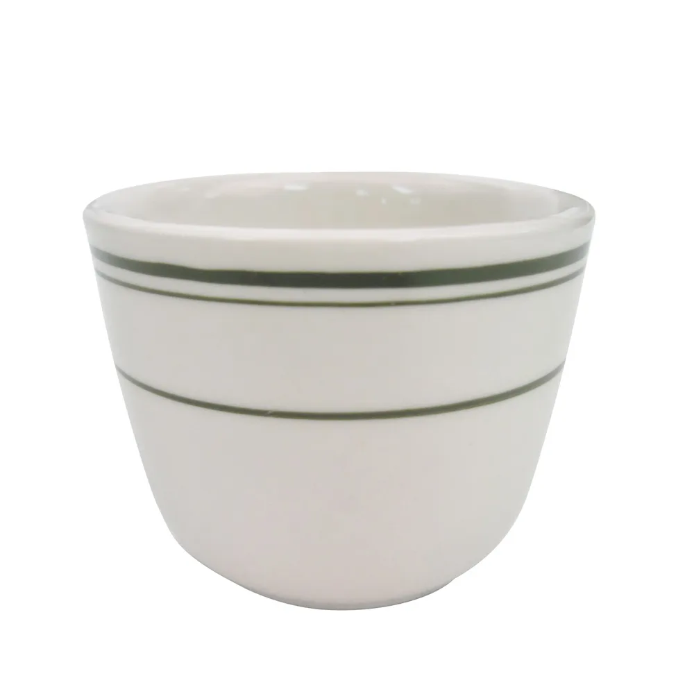 CAC China GS-45 Greenbrier Tea Cup, 4.5 oz, Ceramic, Green Band/American White - 1 Dozen