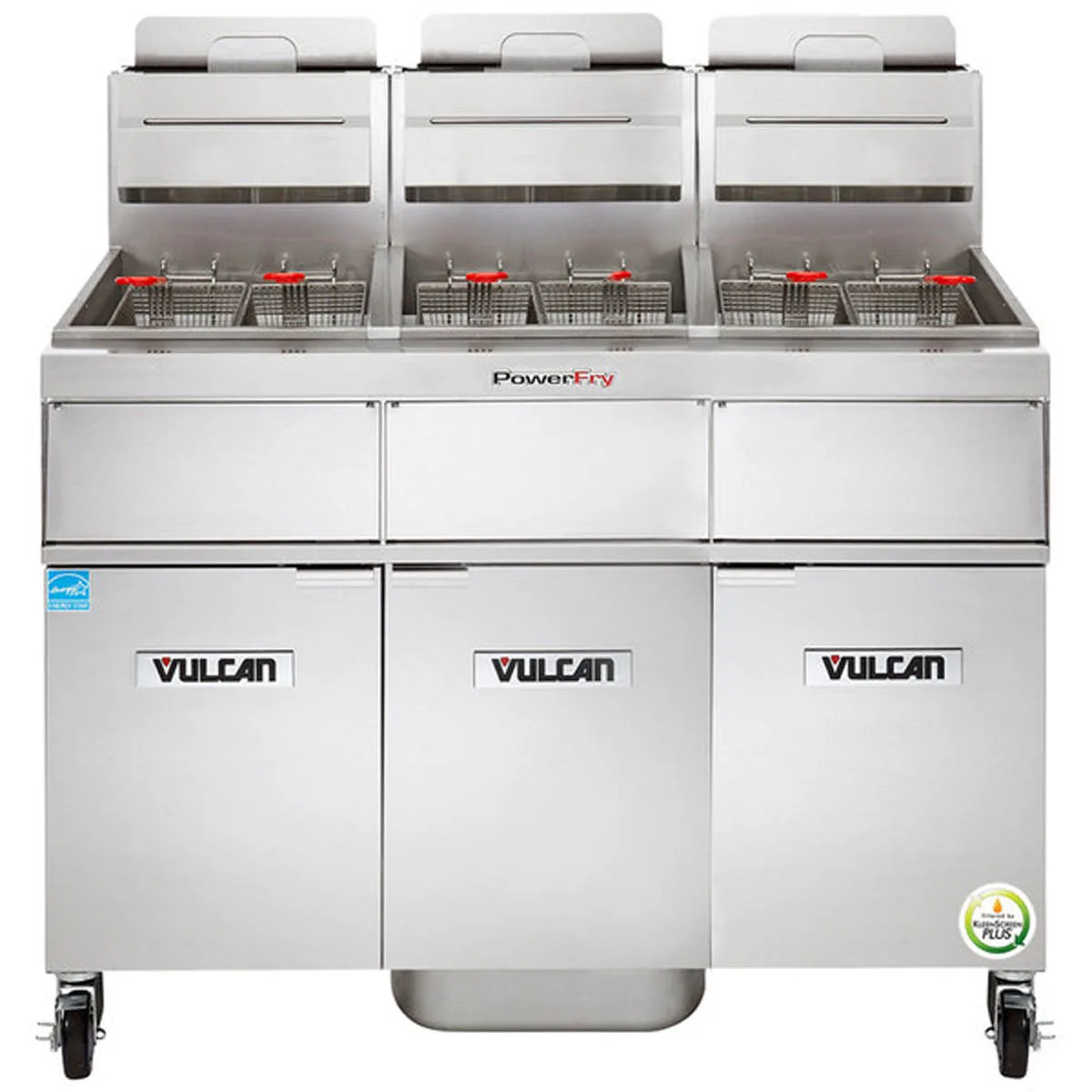 Vulcan 3VK45AF 46" Powerfry5™ Multiple Battery Gas Fryer w/ (3) 50 lbs, Frypots, Filtration System