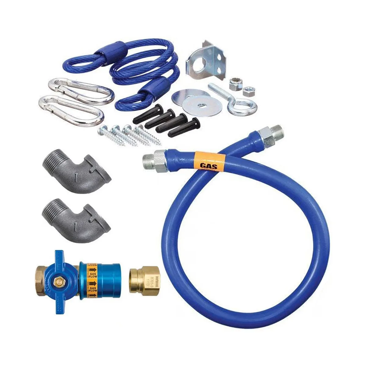 Dormont 16100KITCF60 Deluxe Safety Quik 60" Gas Connector Kit w/ Two Elbows, Restraining Cable, 1" Dia.