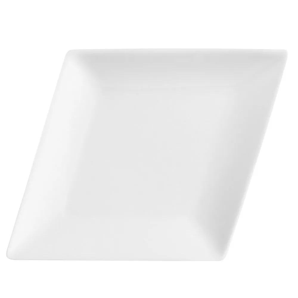 CAC China DM-51 Diamond Platter, 15"L x 11-1/2"W x 1-1/4"H, White Porcelain, Narrow Rim - Dozen