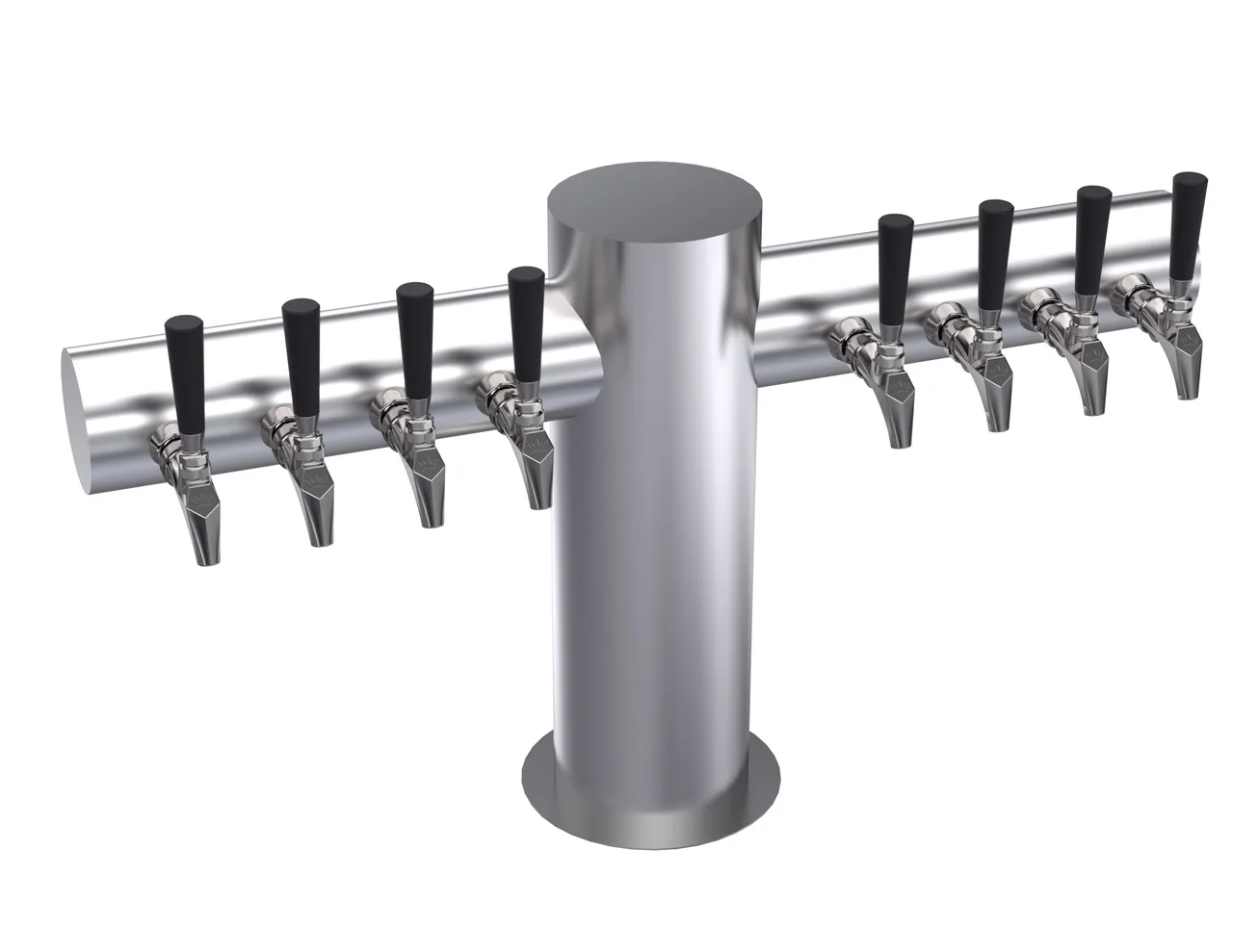 Krowne KMT-8S Draft Beer Tower, 8‑Faucet, 33" Flange, Steel Finish, Glycol‑Cooled, 7‑12 Tap Capacity