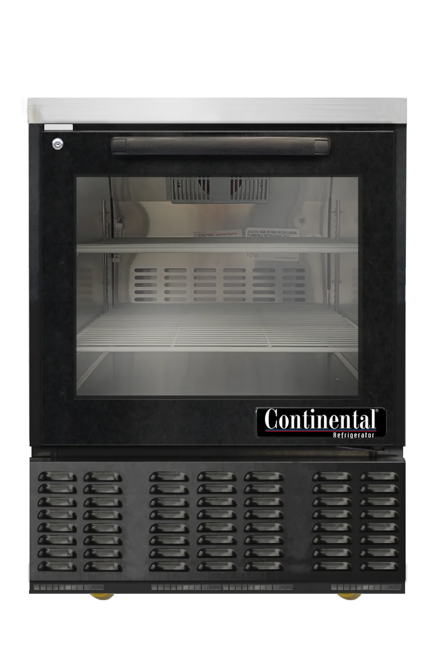 Continental Refrigerator UCF24SNGD-B 24" 1-Glass Door Undercounter Freezer, Black, 4.3 cu. ft., R290