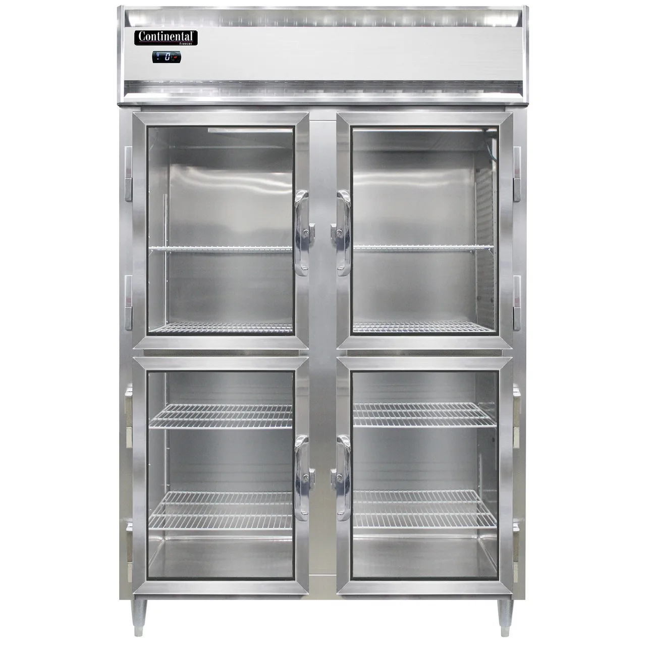 Continental Refrigerator D2FNSSGDHD 52" 2-Section Reach-In Freezer, 4 Half Glass Doors, Stainless Steel, Top Mounted, 50 cu. ft.