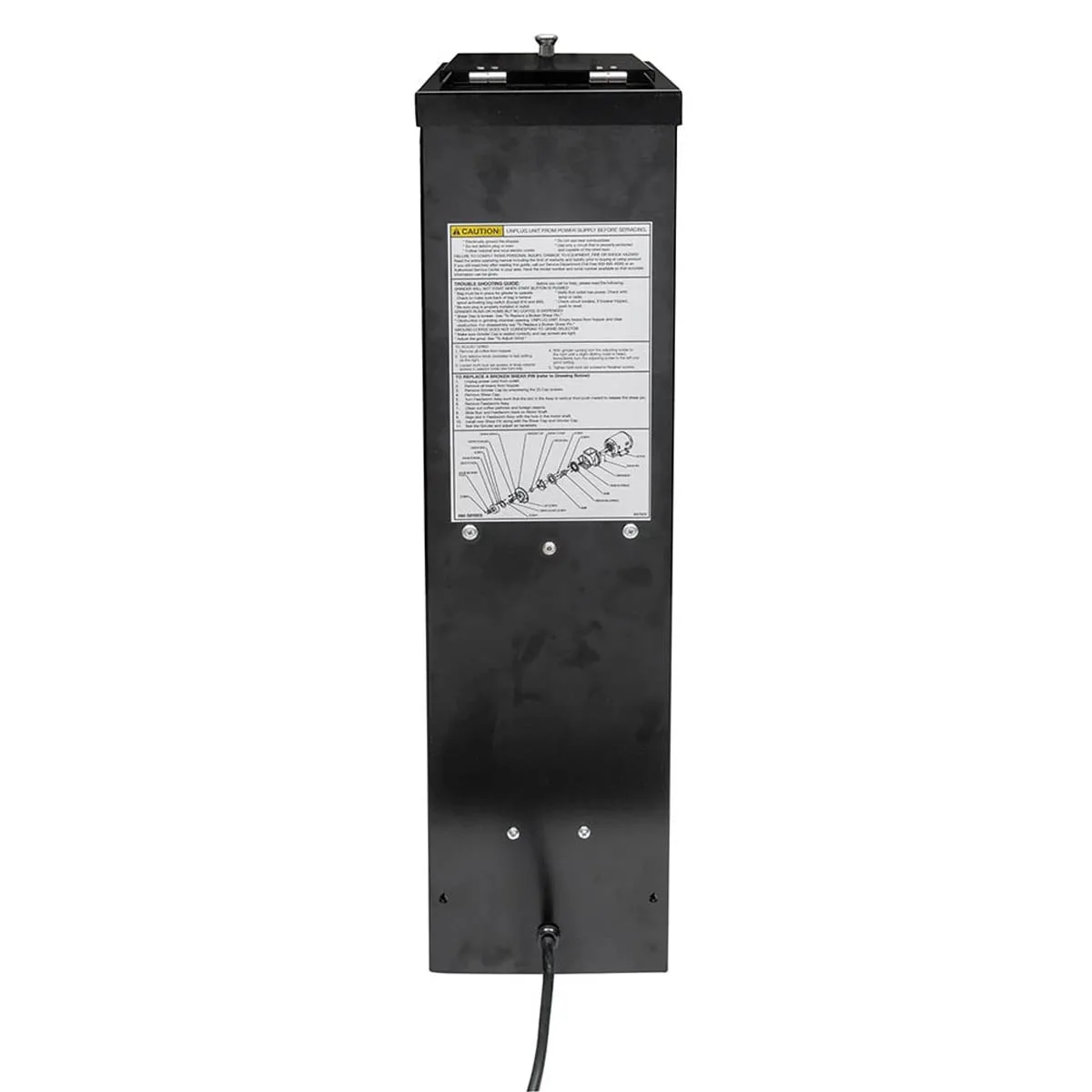 Grindmaster 890T 7.5" Wide Space Saver Retail Coffee Grinder w/ 5.0 lbs. Hopper Cap - 1/2 HP - Black