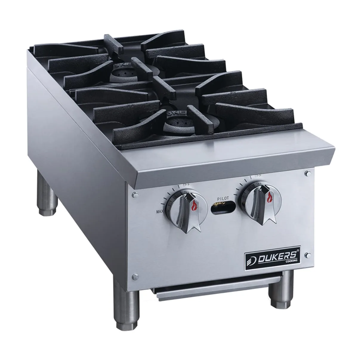 Dukers DCHPB12 12" Gas Hotplate w/ (2) Burners & Manual Controls, Convertible