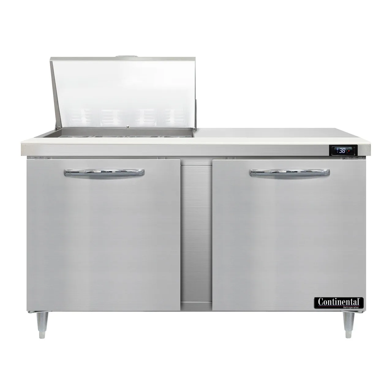 Continental Refrigerator D60N12M 60" Mega Top Sandwich Prep Table w/ 2 Doors, 12 pans