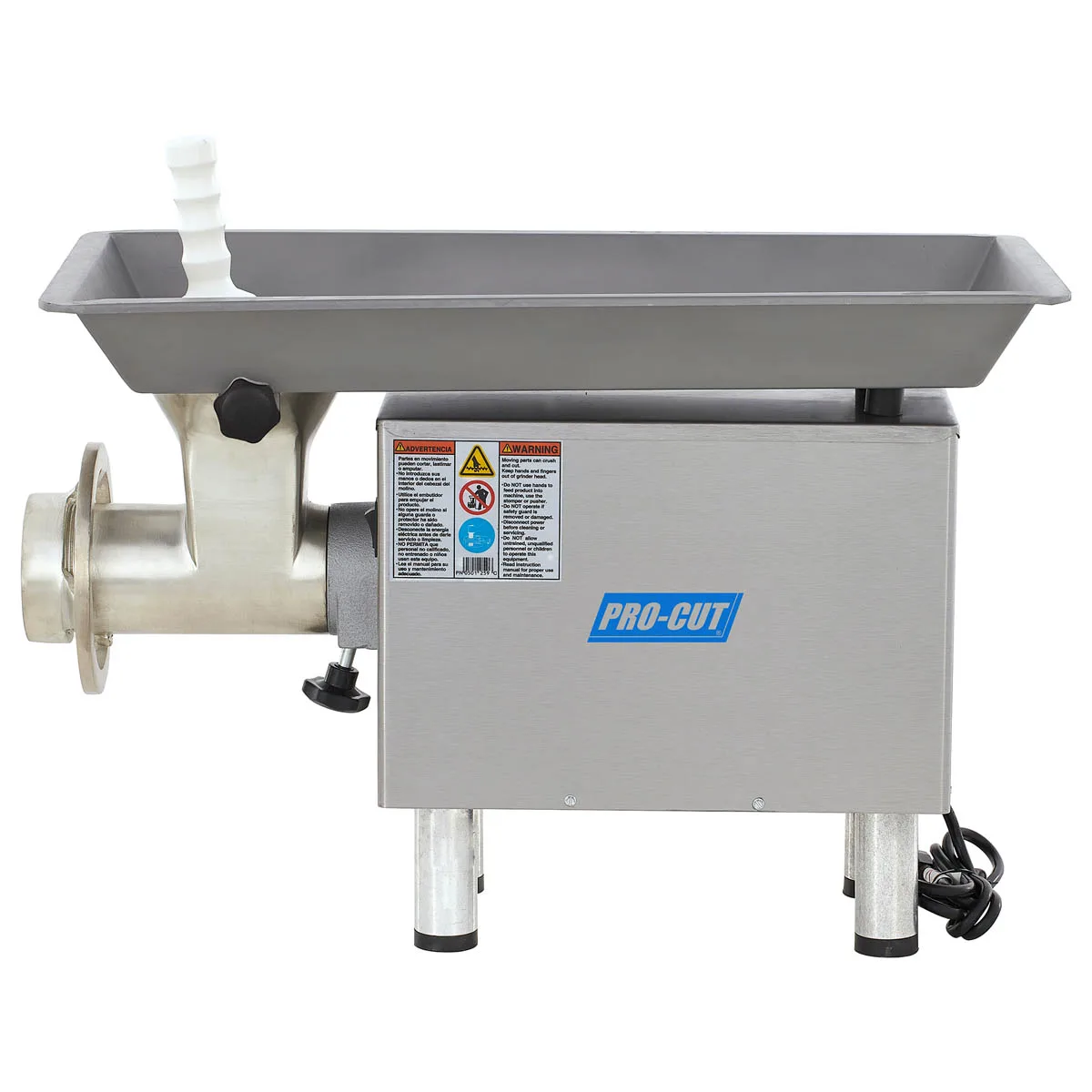 Pro-Cut KG-22-W Stainless Steel Bench Electric Meat Grinder, #22 Hub, 1 HP, 110V