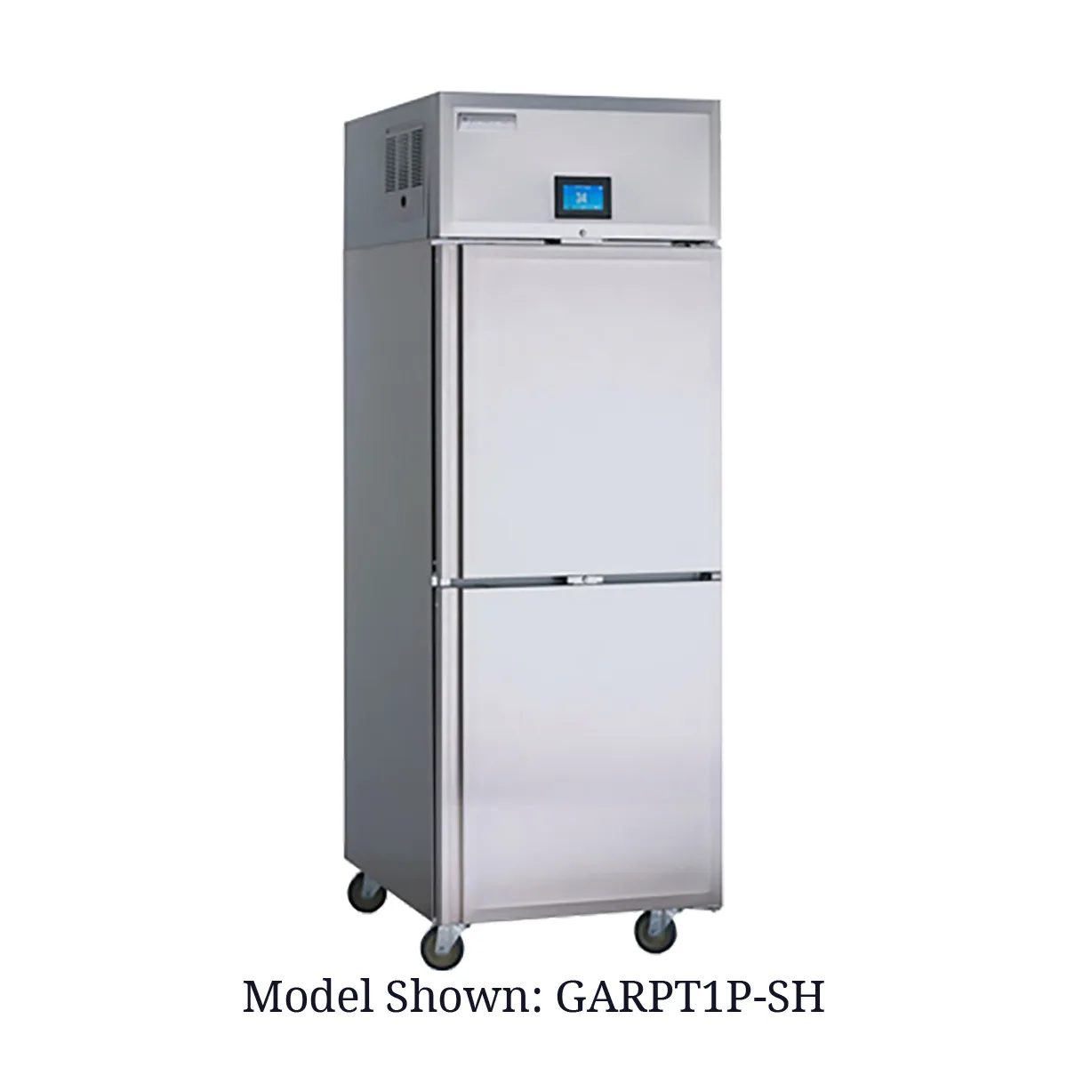 Delfield GARPT2P-SH 72" 8-Half Solid Door Pass Thru Refrigerator, 50 cu. ft., Top Mounted