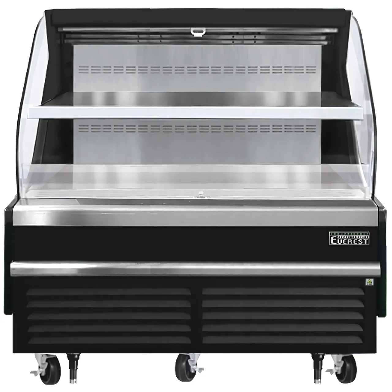 Everest EOMH-60-B-35-T 60" Horizontal Open Air Merchandiser in Black, 2 Shelves, Open Curved, 12.3 cu. ft.