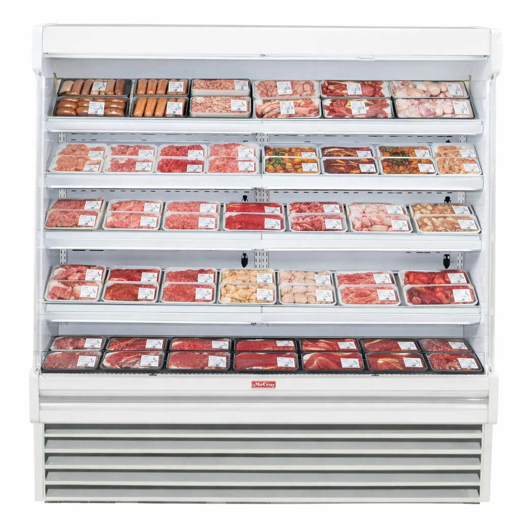 Howard-McCray SC-OM35E-8S-LED Open Air Merchandiser, 99", White, 4 LED Shelves