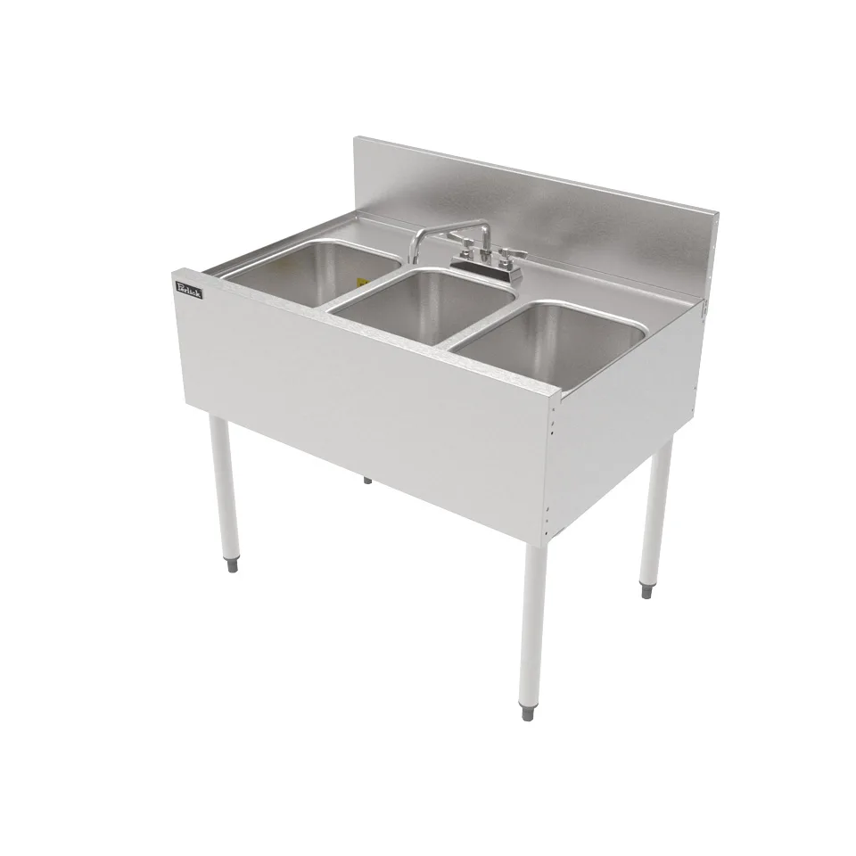 Perlick TSF36M3 36" Underbar Sink Units, 3 Compartment without Drainboard