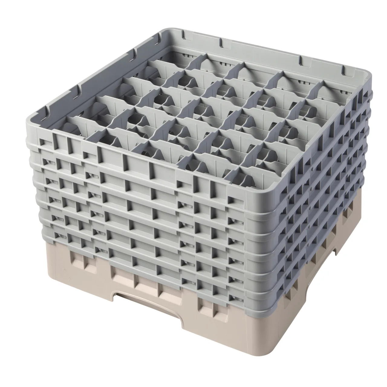 Cambro 25S1114184 Camrack Glass Rack, Full Size, Beige, 19-3/4 x 19-3/4, 25 Compartments