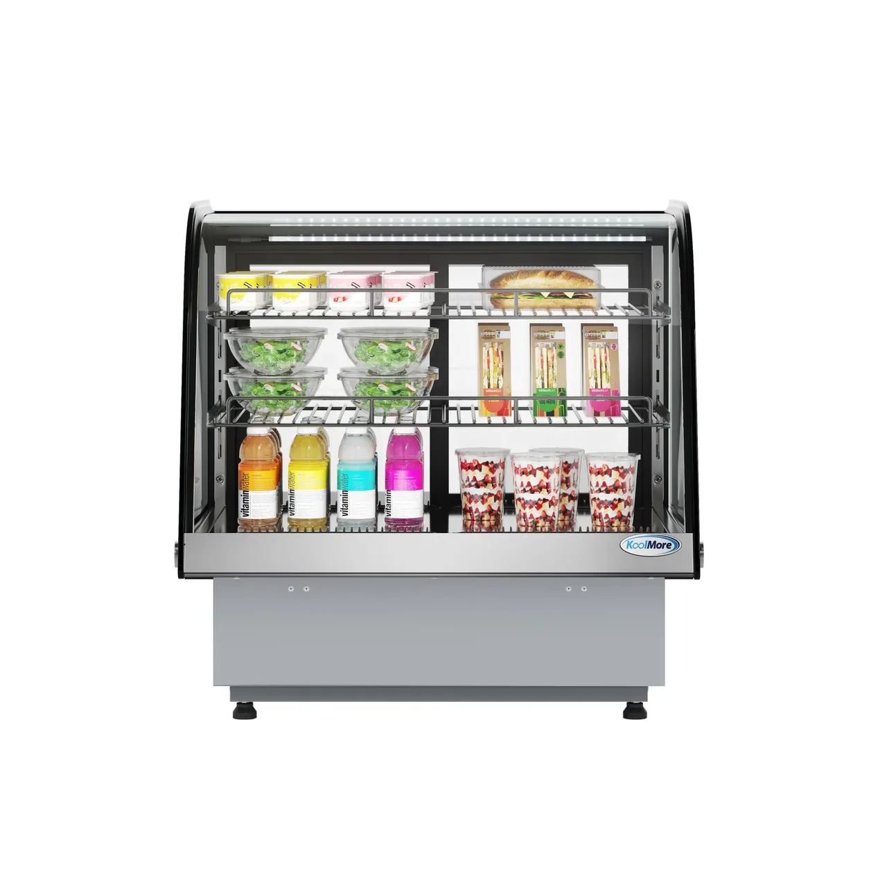 Koolmore DICDC-120-BK 27" Countertop Case, Glass Doors, 2 Shelves, Temp 32°‑53°F, LED, Auto Defrost