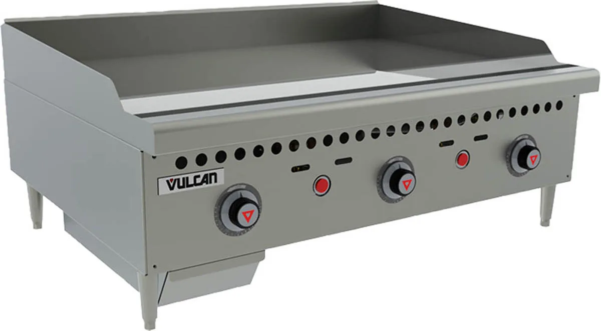 Vulcan VCRG36-T 36" Countertop Gas Griddle, Snap-Action Thermostat, 1" Steel Plate, 75.000 BTU
