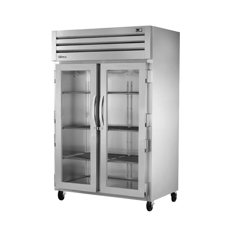True STA2R-2G-HC 52" 2-Section Reach-in Refrigerator w/ 2 Glass Doors, Top Mount, Aluminum Interior-Stainless Floor