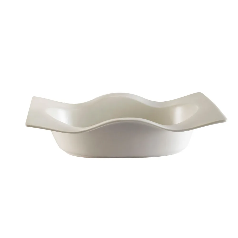 CACChina WB-8 12 oz. Rectangular Wavy Bone White Bowl, 8-1/4" L x 5" W x 2" H, Porcelain - Dozen