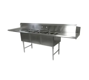 John Boos DT3B18244-2D24L-X 103" Dishtable with Potsinks, (2) 24" Drainboards, 3 Bowls, Clean