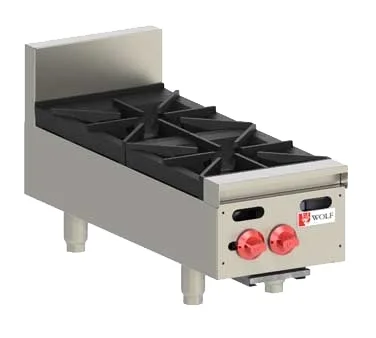 Wolf AHP212 12" Countertop Gas Hotplate with (2) Burners, Manual Controls, 60.000 BTU