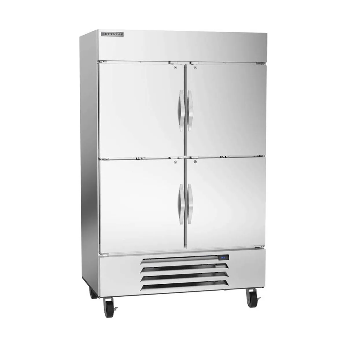 Beverage Air HBR49HC-1-HS 52" 2-Section Reach-In Refrigerator w/ 4 Solid Half Doors, Bottom Mount, 1/3 hp, 46 cu. ft.