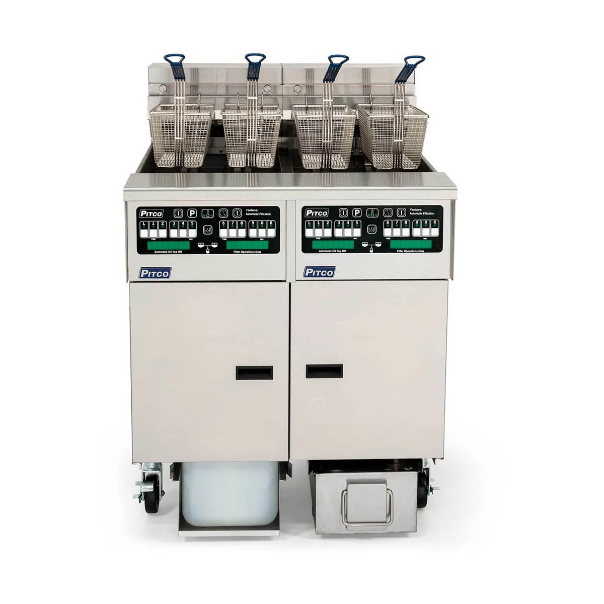 Pitco SSHLV14C-2/FD Multiple Battery Gas Fryer w/ (2) 32 lbs Frypots, Filter Drawer System