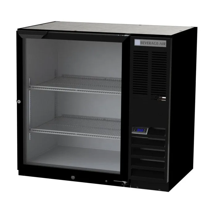 Beverage Air BB36HC-1-FG-B-27 36" 1 Section Black Back Bar Cooler with Glass Door