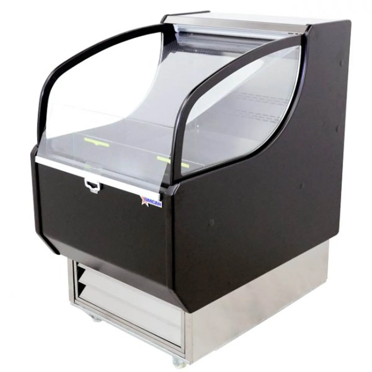 Omcan USA 44379 26" Self-Serve Refrigerated Display Case in Black, Deck Only, Open Curved, 6.6 cu. ft.