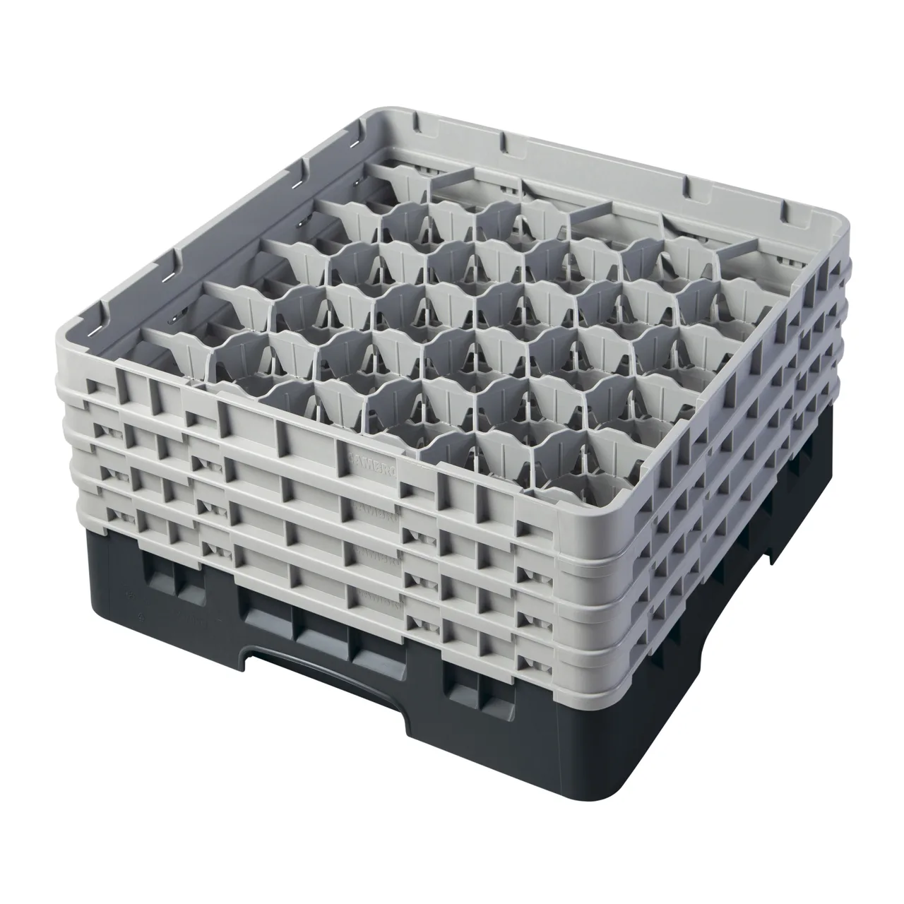 Cambro 30S800110 Camrack Glass Rack, Full Size, Black, 19-3/4 x 19-3/4, 30 Compartments, 3-1/8 Max Dia, HACCP