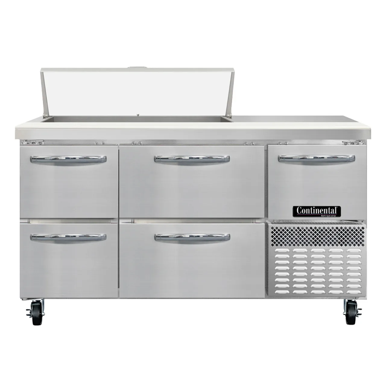 Continental Refrigerator RA60SN10-D 60" 1-Door 4-Drawer Sandwich and Salad Prep Table, 10 Pans, Stainless Steel