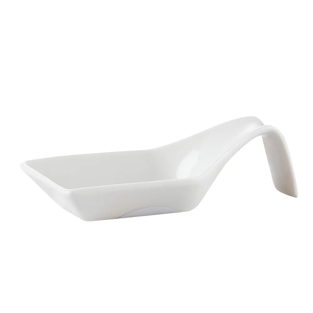 CAC China PTS-43 Soup Spoon, 1 oz., 4" L x 1-3/4" W x 3/4" H, Square Porcelain, Super White - 1 Dozen