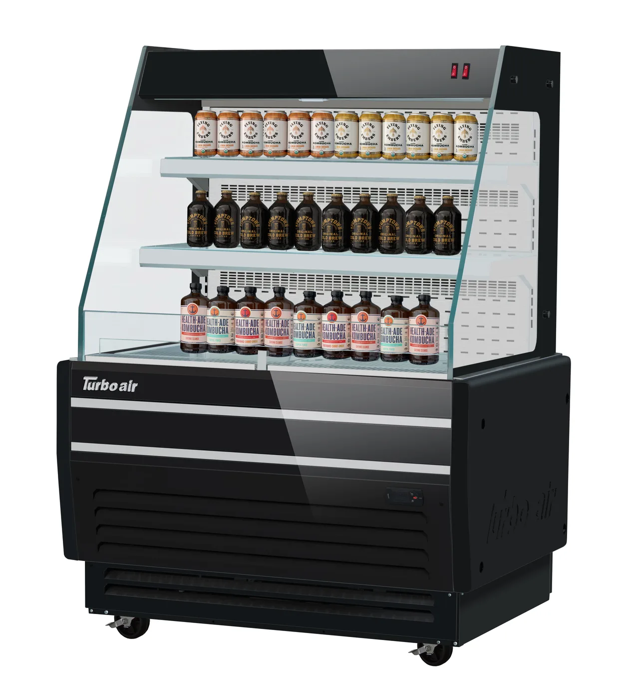 Turbo Air TBA37-50N-W(B) 37" Horizontal Open Display Case, Self-Contained, 3 Shelves