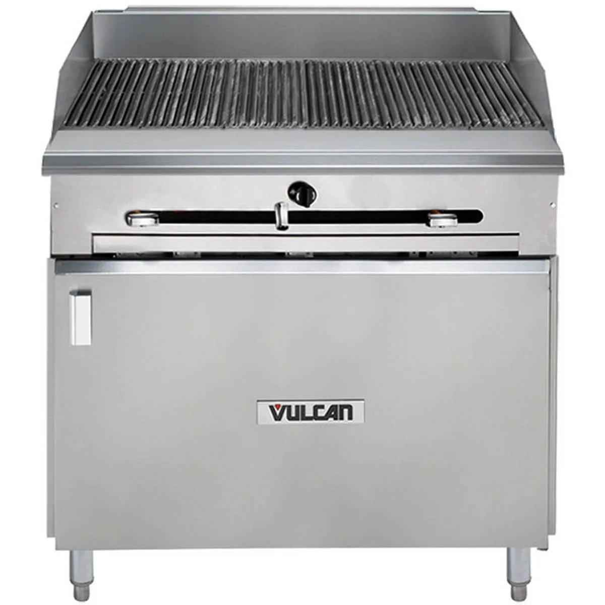 Vulcan VTC36 36" Gas Heavy Duty Range w/ 36" Full Infrared Charbroiler, Modular Base, 66.000 BTU