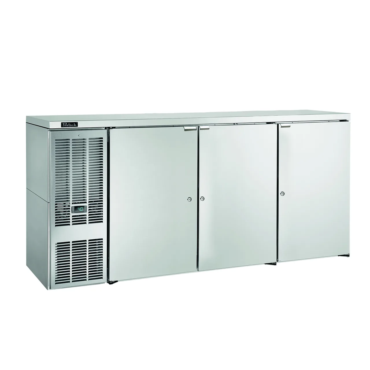 Perlick DDS84 84" Draft Beer Cooler, 4 Half-Barrel, 73" Stainless, 1/4 HP R290, 33-40°F, Auto Defrost
