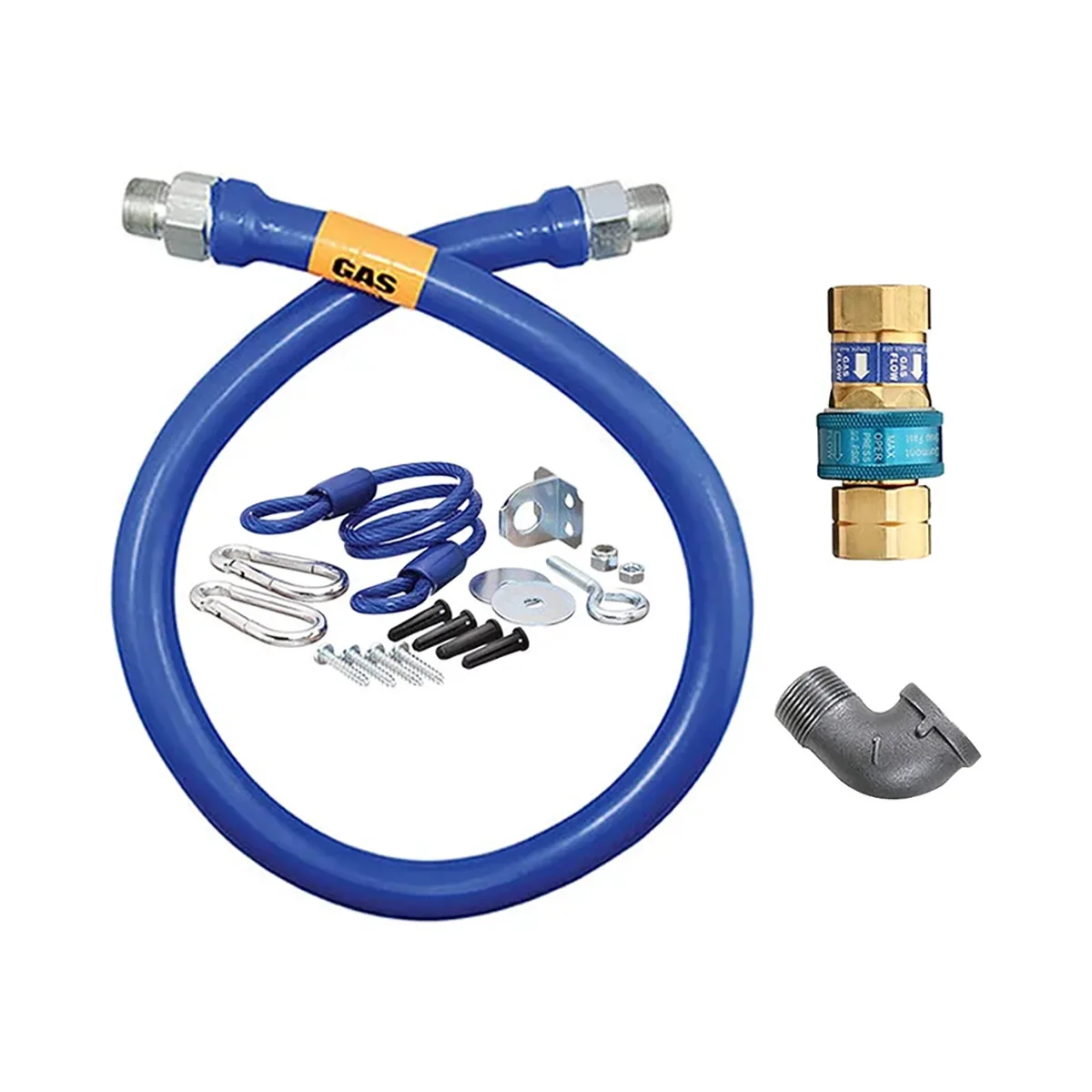 Dormont 1675BPQR72 SnapFast 72" Gas Connector Kit w/ Elbow, Restraining Cable, 3/4" Diameter