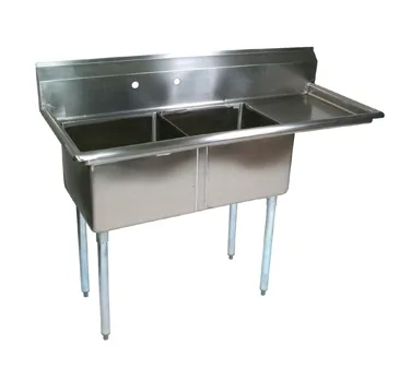 John Boos E2S8-1620-12R18-X 52" Two Compartment Sink, 16"W x 20"L Bowl With Right-Hand Drainboard