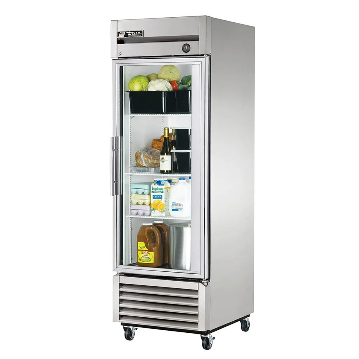 True T-23G-HC~FGD01 27" 1-Section Reach-In Refrigerator w/ Glass Door, Bottom Mount, Stainless Steel Front-Aluminum Sides