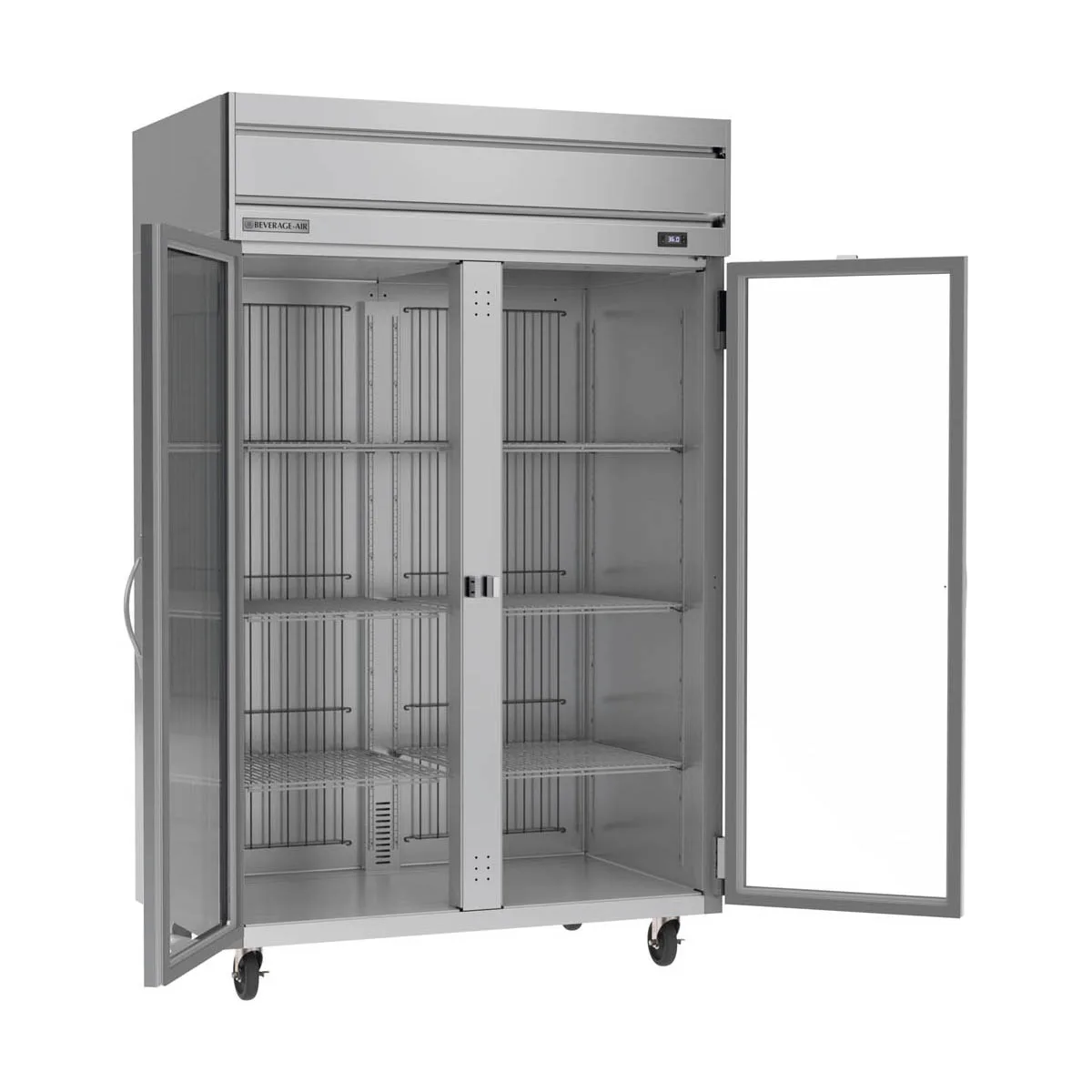 Beverage Air HRS2HC-1G 2-Section Reach-In Refrigerator w/ 2 Glass Full Doors, Top Mounted, 1/3 hp, 47 cu. ft.