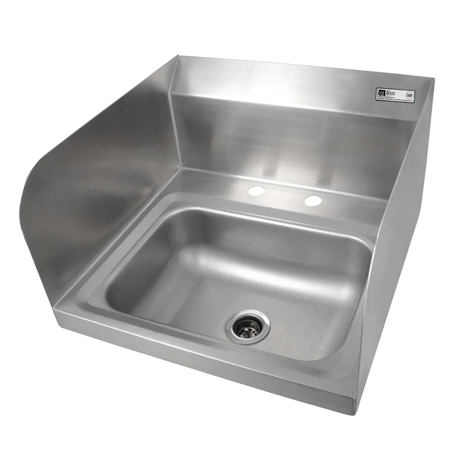 John Boos PBHS-W-1410-2DM-SSLR 17" Wall Mounted Hand Sink without Faucet-w/3 Splashes-Deck Holes