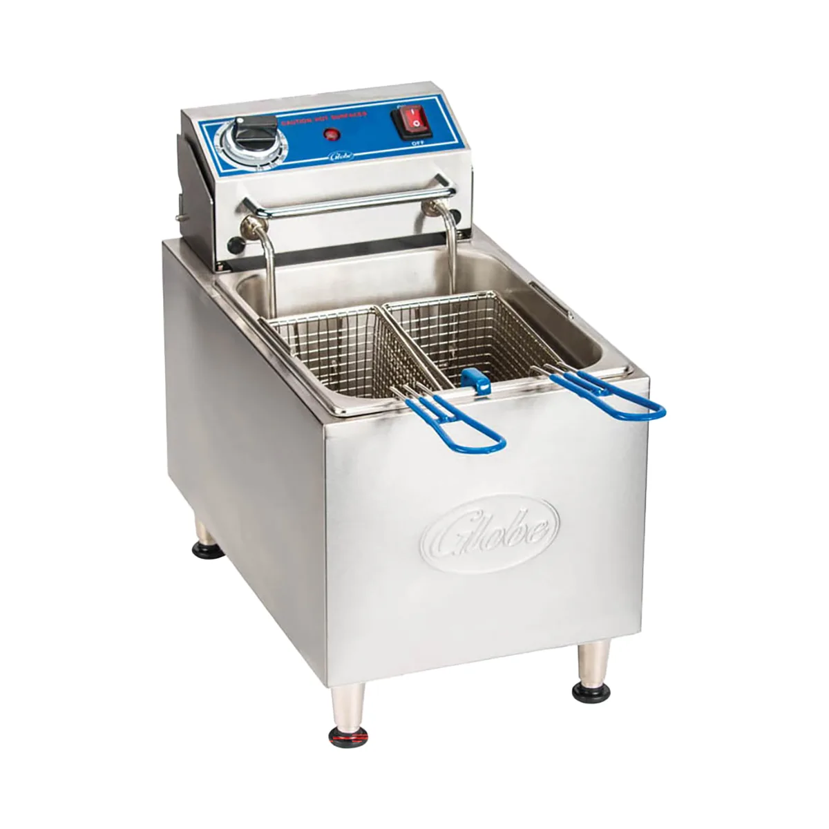 Globe PF10E Full Pot Countertop Electric Fryer with 10 lbs Capacity, 2 Baskets, 1.7 kW, 120v