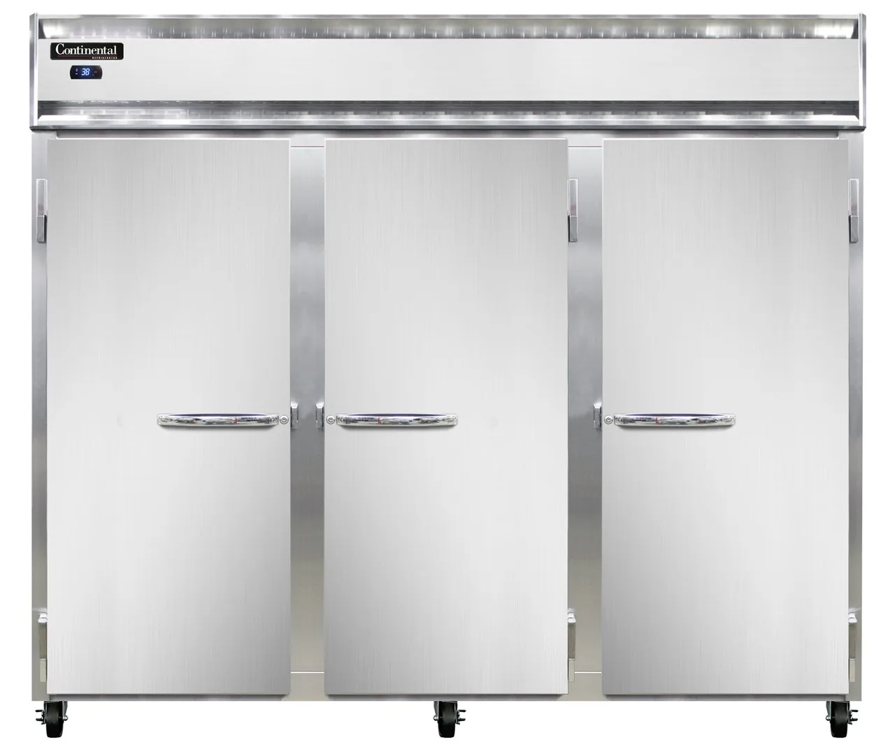 Continental Refrigerator 3RENSS 86" 3-Section Reach-In Refrigerator w/ 3 Solid Doors, All Stainless Steel, 73 cu.ft.
