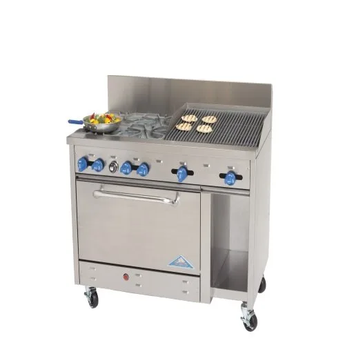 Comstock-Castle F3430-1RB 48" Gas Restaurant Range w/ (6) Open Burners, 12" Charbroiler, (1) Standard Oven, (1) Cabinet Base, 192.000 BTU