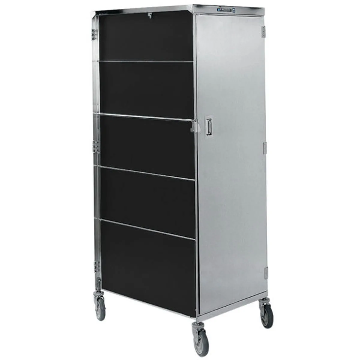Lakeside 645 Stainless Steel 16 Tray Compact Dual Door Meal Delivery Cart w/ Vinyl Laminate Panels