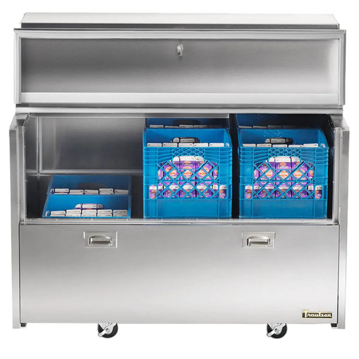 Traulsen RMC58D4 58" Dual Sided Milk Cooler, Forced Air, 16 Crates Capacity