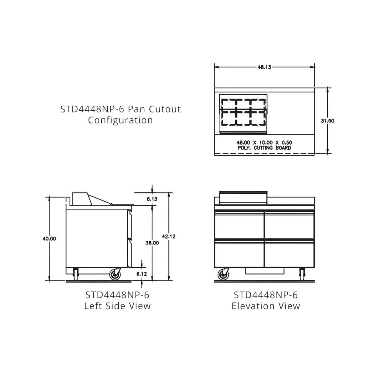Delfield STD4448NP-6 48" 2-Section Sandwich and Salad Prep Table, 4 Drawers, 6 Pans, Stainless Steel