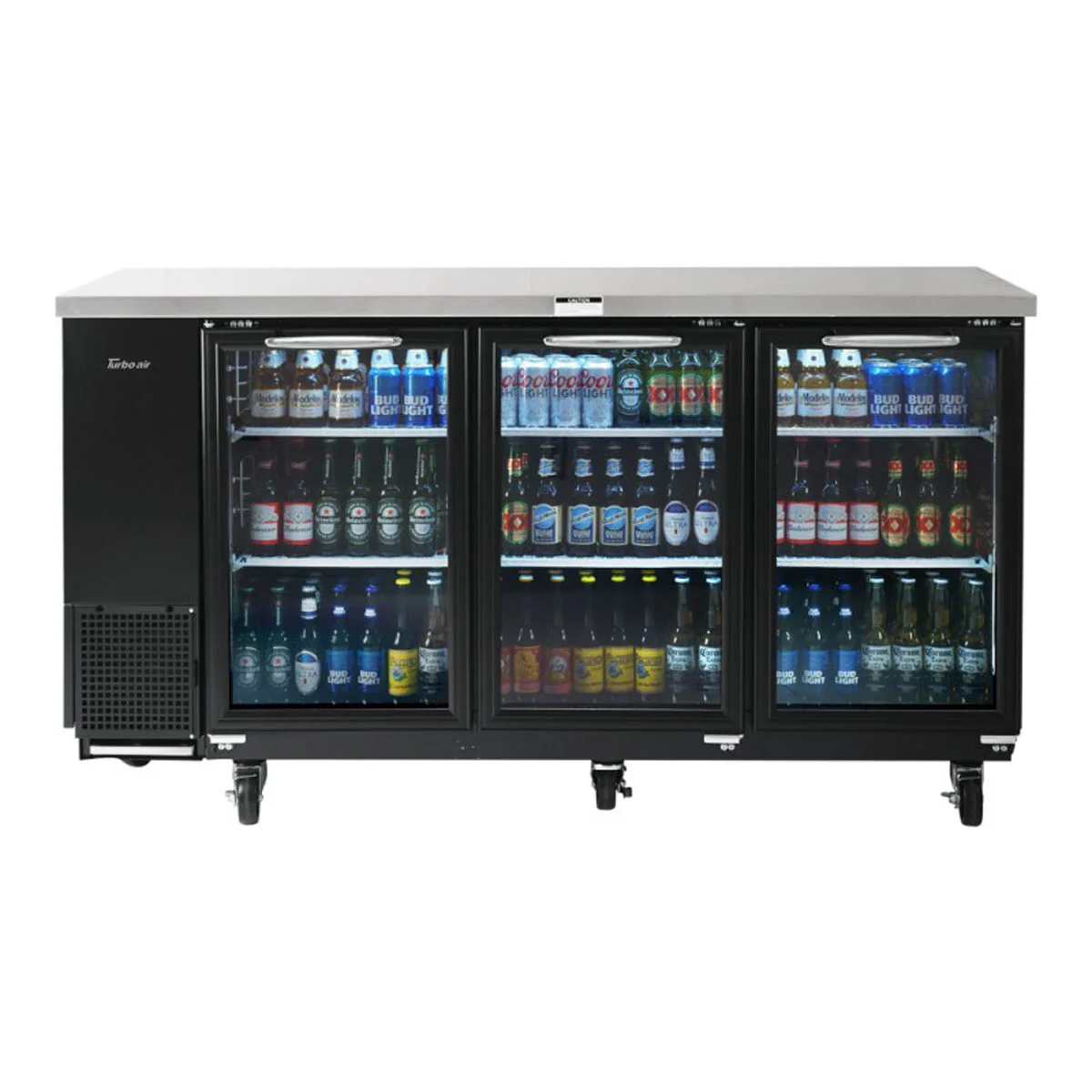 Turbo Air TBB-24-72SGD-N 73" Three Section Back Bar Cooler with Glass Door, 20.62 cu. ft.