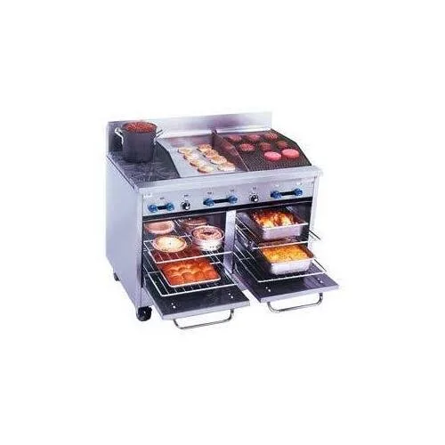 Comstock-Castle F33018-30-1.5RB 60" Gas Restaurant Range w/ (2) Open Burners, (1) 30" Griddle, (1) 18" Charbroiler, (1) Standard Oven, (1) Space Saver Oven, 220.000 BTU