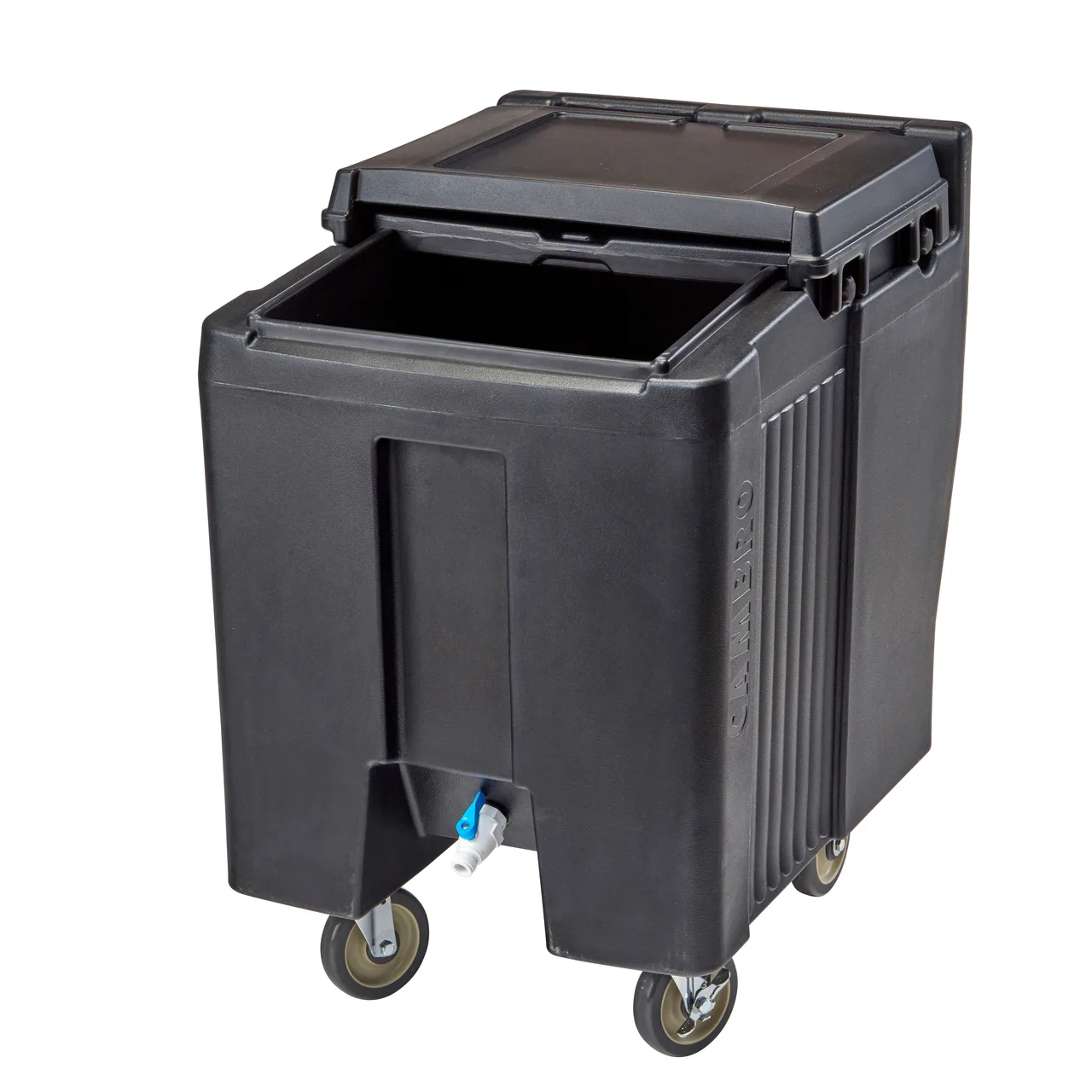Cambro ICS125T110 Plastic Tall Mobile Ice Bin / Ice Caddy, 125 lb, Black