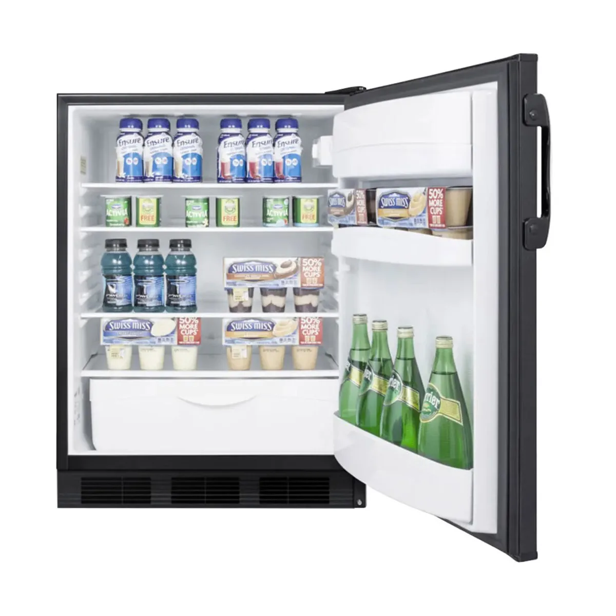 Summit FF6BK7 24" Freestanding Undercounter Refrigerator in Black, w/ Door Storage, 5.5 cu. ft.