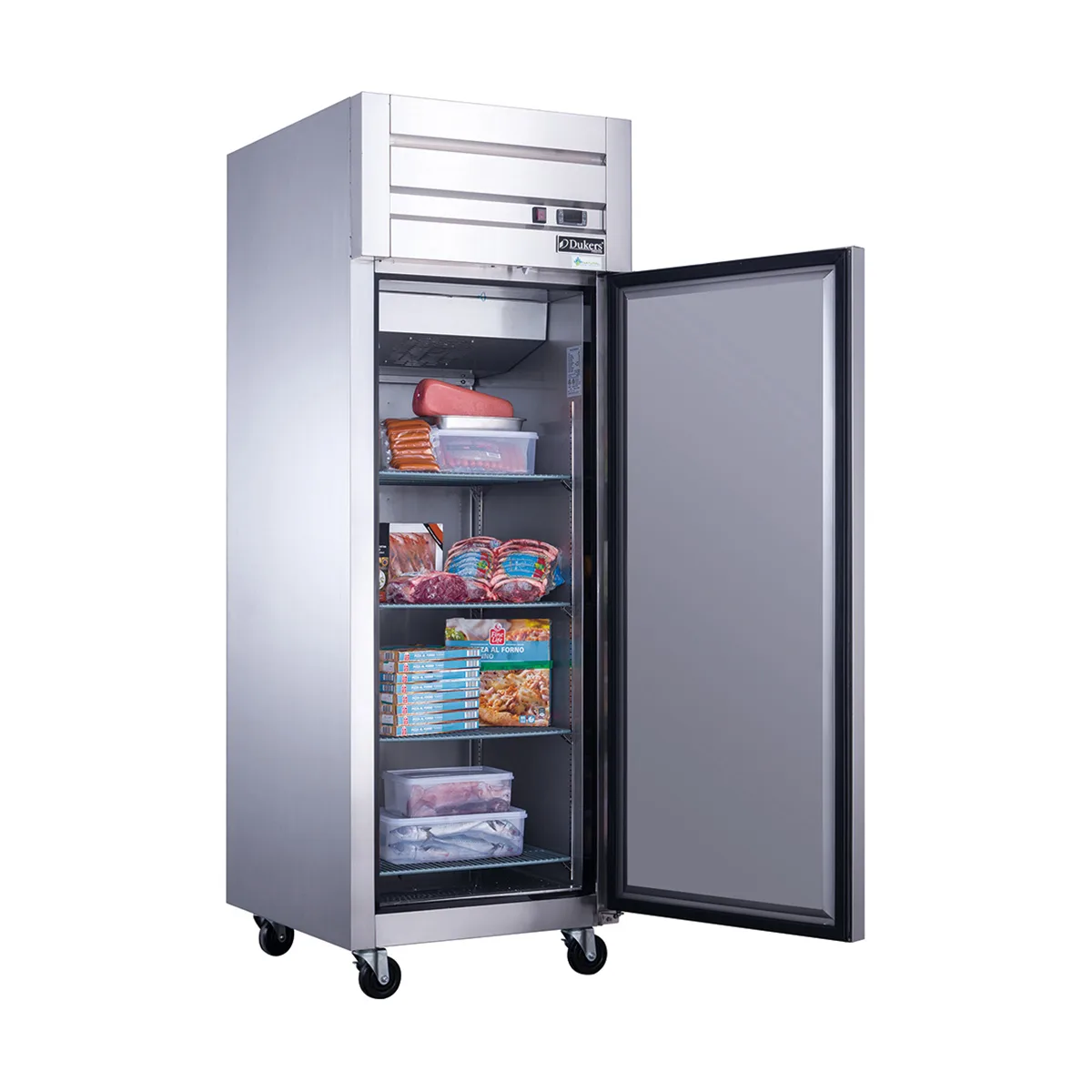 Dukers Appliance Co D28AF 28" 1-Solid Door Reach-In Freezer, Top Mounted, Stainless Steel, 18 cu. ft.