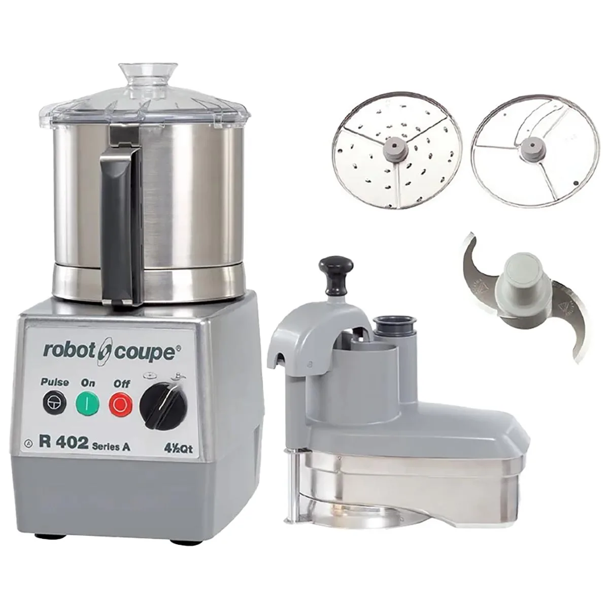 Robot Coupe R402A Combination Food Processor, 4.5 L Stainless Steel Bowl, 2 hp, 2-Speed, 600 & 1800 RPM