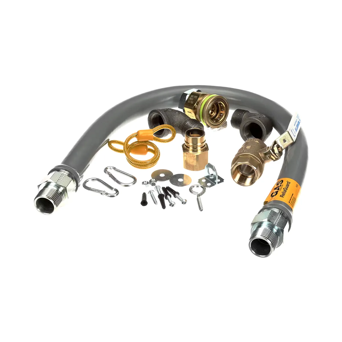 Dormont RG10036 36" ReliaGuard Foodservice 1" Gas Connector Kit, Quick Disconnect, 2 Elbows, Restraining Cable 